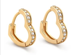 Real 14K Gold Plated Heart Shape Micro Pave CZ Earrings, Small CZ Huggies, - Picture 1 of 1