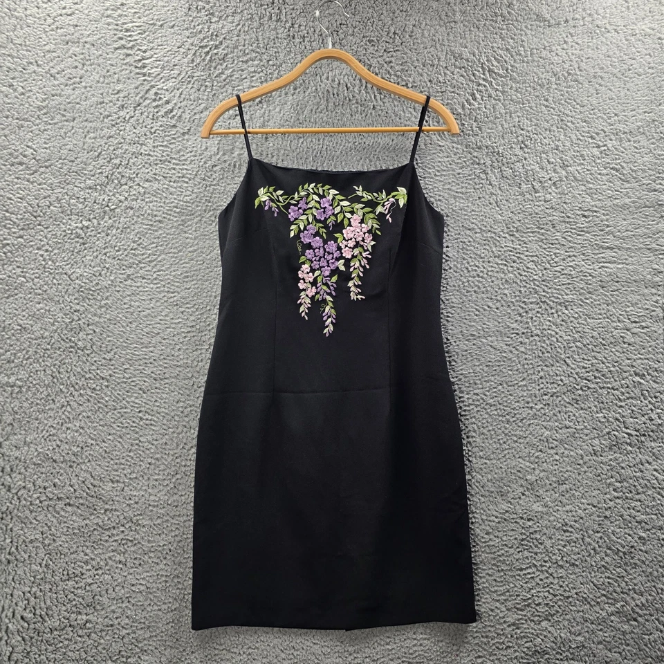 Vintage Evening by Rockmans Womens Pencil Mini Dress Size 8 Black Purple - image 1 of 4