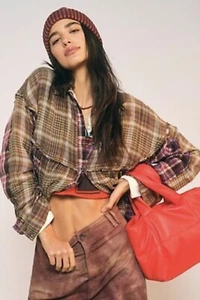 Free People ORANGE Mini Cloud Commuter Quilted Tote Bag Minor Mark NWD $58 - Picture 1 of 8