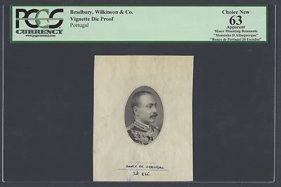 Portugal Vignette Die Proof Mouzinho de Albuquerq Used on 20 Escudos 1929 P143 - Image 1 of 2