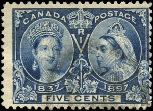 Canada Used F 5c Scott #54 1897 Diamond Jubilee Stamp - Bild 1 von 2