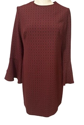 Shoshanna Dress Easy Comfort Fit Dress Size 10 Bell sleeves Ruby And Navy Red - Image 1 of 4