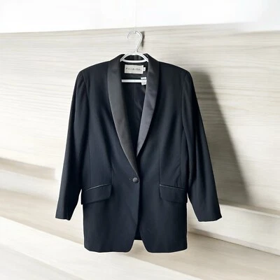 JH Collectibles Black Tuxedo 100% Wool Suit Coat Jacket Size 10P Office Workwear - Image 1 of 4