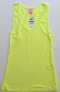 Jenni by Jennifer Moore Ribbed Lace-Trim Tank Top Yellow Fresh Limon M - Picture 1 of 2
