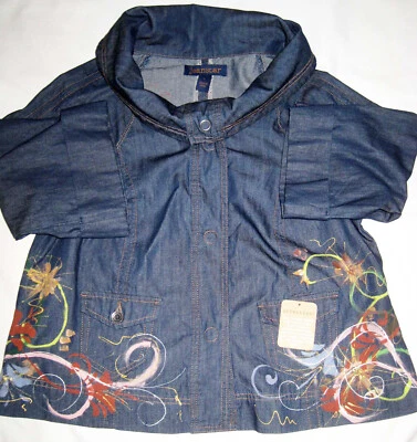 JEANSTAR ® Damas - Pintado a Mano - M Mediano - Chaqueta Denim Índigo - Nueva Foto 1 de 4