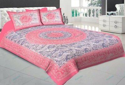 Sábana bajera doble de algodón estampada floral Sanganeri 2 fundas de almohada 90x108 KING Foto 1 de 4