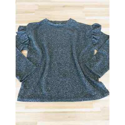 Zara Kids Sweater 8 Long Sleeve Flutter Dark Gray Soft Knit Pullover BOHO - Image 1 of 4