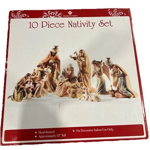 10 teiliges Krippenfiguren Set handbemalt Mitglieder Zeichen Weihnachten Jesus Gott - Bild 1 von 17