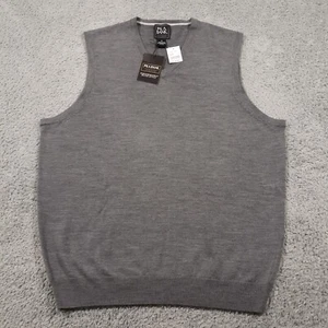 Jos. A. Bank Sweater Vest Merino Wool Mens Medium V-Neck Traveler Gray NEW - Picture 1 of 12