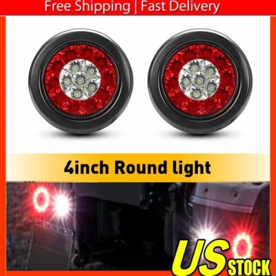 Luces traseras de señal de giro de parada de freno para remolque de camión 16 LED redondas de 4 pulgadas 2 piezas Foto 1 de 4