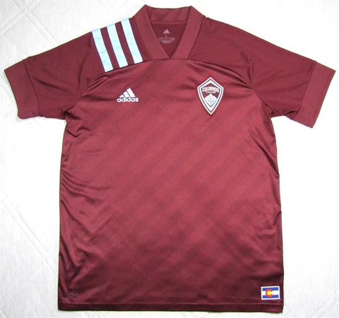 Colorado Rapids Adidas Aeroready Men's Polo Tshirt  Size L Maroon short sleeve Cover
