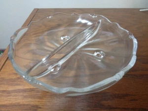 Heisey Waverly Divided 3 Footed Candy Dish Beaded Rim - Picture 1 of 5