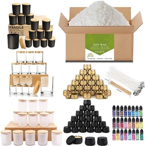 Premium Soy Candle Craft Kit – Soy Flakes, Amber Jars & Wick Tools - Picture 1 of 49