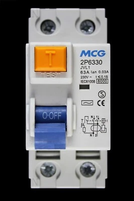 MCG 63 AMP 30mA DOUBLE POLE RCCB RCD TYPE AC 2P6330 JVL1
