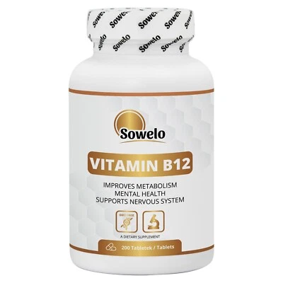 Vitamin B12 – Tablets – High Strength – Energy & Nervous System Support – Sowelo - Image 1 of 4