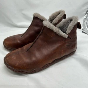 Patagonia Dusky Brindle Brown Skywalk Faux Fur lined ankle leather boots 9 women - Picture 1 of 11