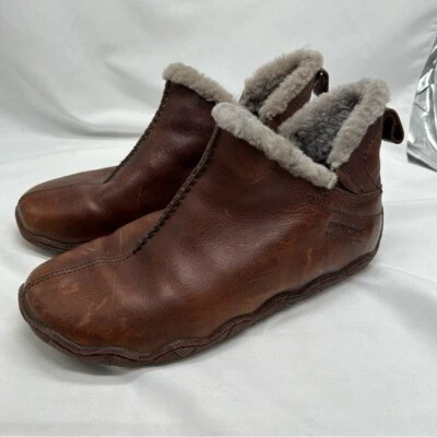 Patagonia Dusky Brindle Brown Skywalk Faux Fur lined ankle leather boots 9 women - Image 1 of 4