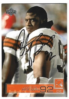 2002 UPPER DECK COURTNEY BROWN CLEVELAND BROWNS ON CARD AUTO SIGNED CARD #46 - Image 1 of 2