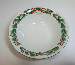 Sango Noel Bowl 9" Bowl Christmas Serving Dish Holiday China Holly Bells 1990 - Picture 1 of 5