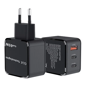 GLK Ladegerät 65 W USB Typ C USB Wandladegerät Schnell Ladegerät Schwarz - Bild 1 von 4