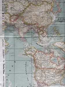1/2 Metre (20”) Textiles Vilber World Map Wide Width Fabric Made In Spain - Picture 1 of 5