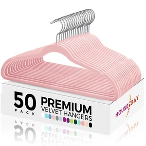 Premium Velvet Hangers 50 Pack, Non-Slip Flocked Felt Hangers, Sturdy Clothes... - Picture 1 of 8