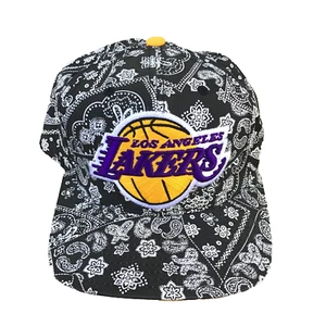 Adidas Los Angeles Lakers Hat Cap Snapback Black White Paisley NBA LA 2014 - Picture 1 of 9