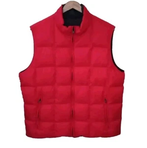 Lands End Reversible Goose Down Puffer Vest Mens Size L Red Navy Blue 42-44 - Picture 1 of 8