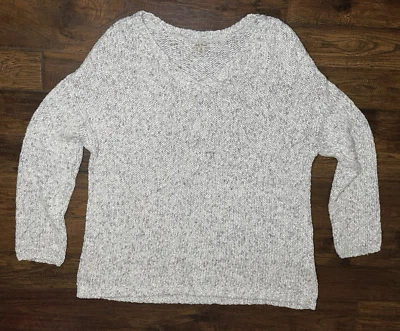 Lucky Brand Womens 2X Oversized Knit Boxy Sweater Gray  V-Neck - Image 1 of 4
