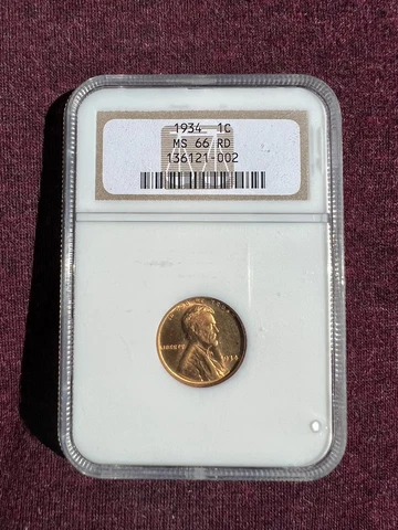 1934 1C NGC MS 66 RD Lincoln Cent MS66RD Penny Cover