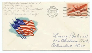 Bandera patriótica de Estados Unidos 1945 Segunda Guerra Mundial ejército soldado correo cubierta APO 503 AFPAC unidad móvil a - Imagen 1 de 2