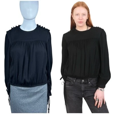 Blusa Isabel Marant Nathael Top MEDIANA Manga Larga Cuadrada Cachicha Boho Foto 1 de 4