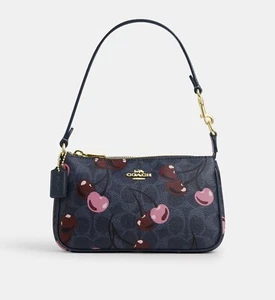 COACH CZ011 Nolita 19 Signature Canvas &Leather Cherry On Top 🍒 Print Bag Denim - Picture 1 of 14