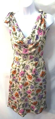 Vestido de Colección Fab años 60 Bonwit Teller seda satinado sin mangas cambio de movimiento floral lazo XS Foto 1 de 4