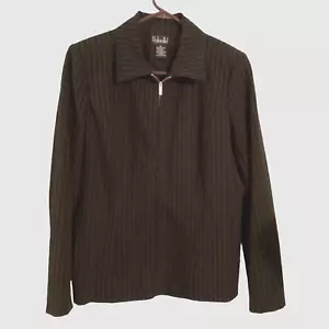 Rafaella Women's Career Full Zip Striped Blazer Jacket Stretch Black Size 10 - Picture 1 of 7