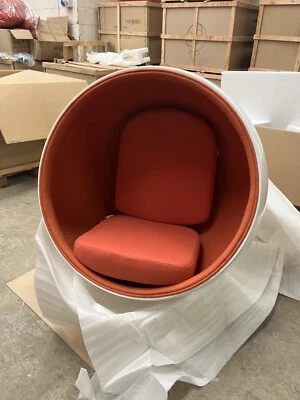 Retro Ball Chair with Cashmere Wool Upholstery (Orange) - Image 1 of 4