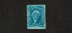 1862-71 U.S.Revenue First Issue 10c Blue CERTIFICATE PART PERF Sc#R33b Local Can - Picture 1 of 1