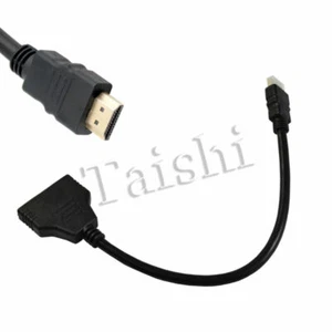 1X HDMI 1080P Stecker auf 2 Buchsen 1 in 2 Out Splitter Kabel Adapter Konverter Neu - Bild 1 von 4