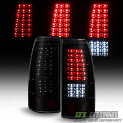 Black Smoke 1999-2006 GMC Sierra 1999-2002 Chevy Silverado Full LED Tail Lights - Image 1 of 4