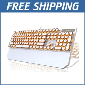 USB-C Retro Mechanical Keyboard with Adjustable Backlighting for Office & Game - Picture 1 of 10