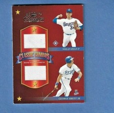 2002 DONRUSS CLASSIC COMBOS NOLAN RYAN & GEORGE BRETT JERSEY NO 1/25