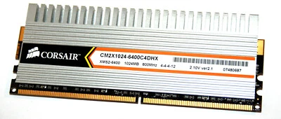 1 GB DDR2-RAM 240-pin PC2-6400U CL4  'Corsair CM2X1024-6400C4DHX' 2.10V ver2.1   - Photo 1/2