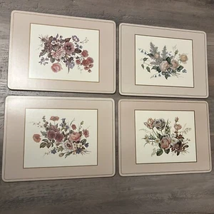 Vintage Pimpernel Corked Backed Placemats Set of 4 Floral Bouquet Roses Flowers - Picture 1 of 9