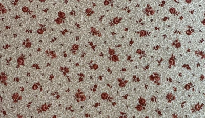 Flores rojas en una tela de fondo beige fuera de servicio BTFQ Foto 1 de 3