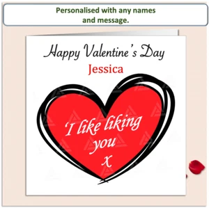 Biglietto San Valentino Personalizzato Mi Piace Cuore Fidanzata Fidanzata - Foto 1 di 5