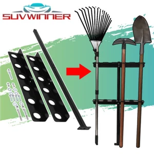 Hand Tool Rack 6 Holes Trailer Rack Shovel Rakes Holder Organizer Black Steel - Picture 1 of 8