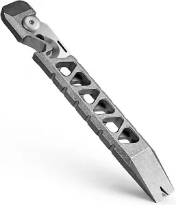 Titanium Alloy EDC Pry Bar Keychain Multitool Bottle Opener Pocket Small Crowbar - Picture 1 of 16