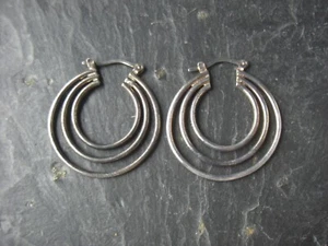 Ohrringe rhodiniert Ringe 925 Sterling Silber - Picture 1 of 2