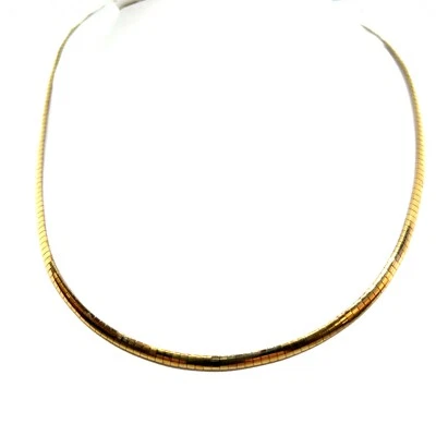 COLLAR OMEGA DOBLE CARA ORO AMARILLO Y BLANCO 14 KT 18,32 GRAMOS 16” 3 MM ANCHO Foto 1 de 4