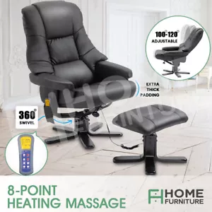 New Recliner Massage Chair Electric 8-Point Full Body Heated Office Chair Black - Picture 1 of 12